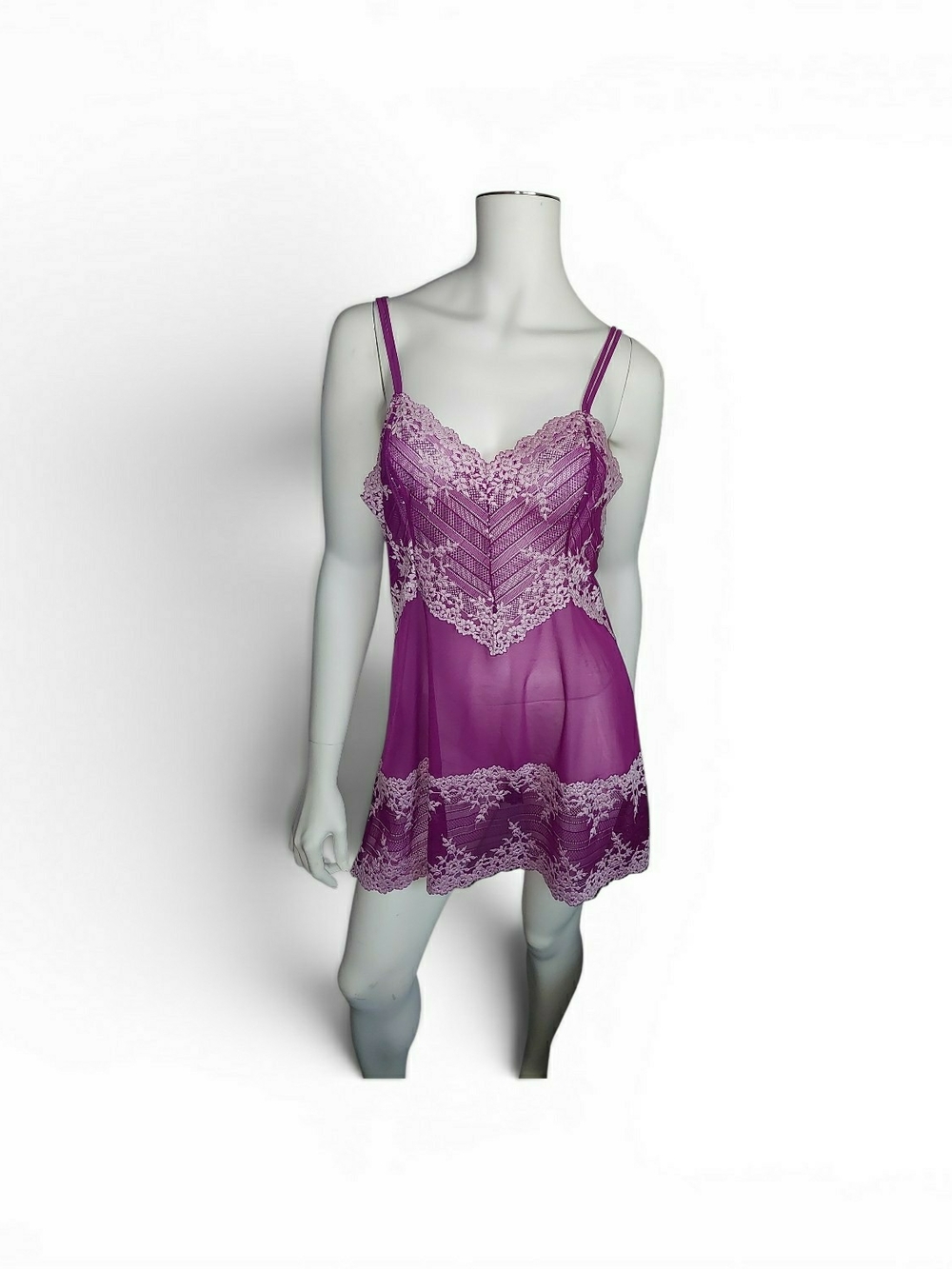 Sheer Wacoal Purple Lace Chemise, Size XXL, EUC